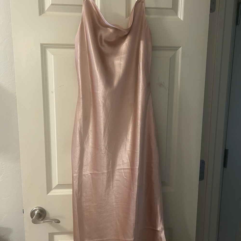 Elegant Pink Satin Slip Dress